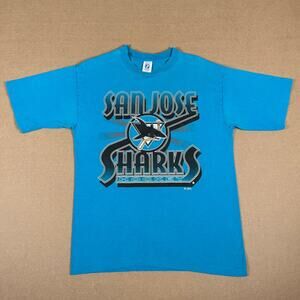 Vintage San Jose Sharks 80s NHL Hockey California Logo 7 Shirt Size Large
